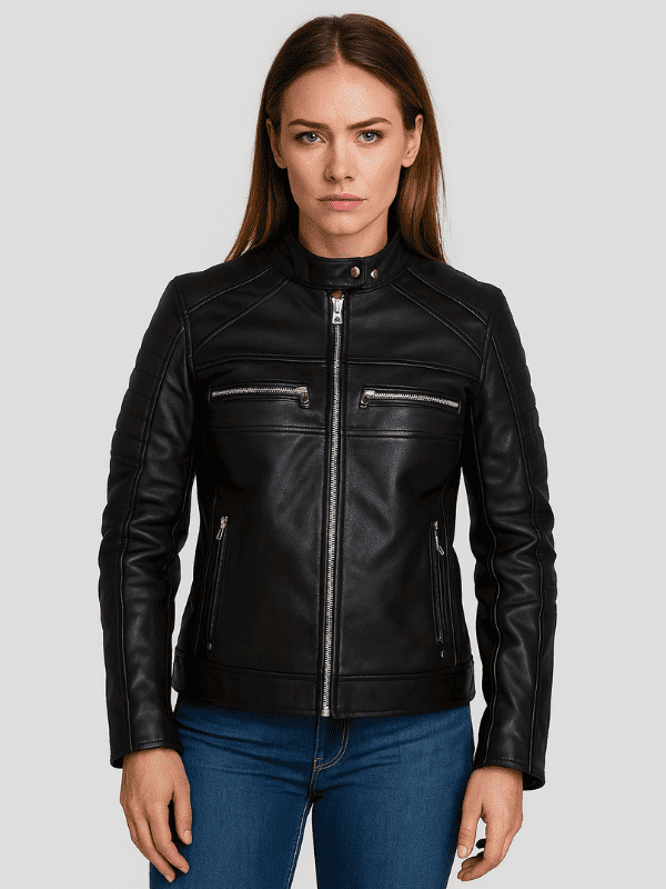52-min Outwear Legacy Women's Black Cafe Racer Biker Jacket