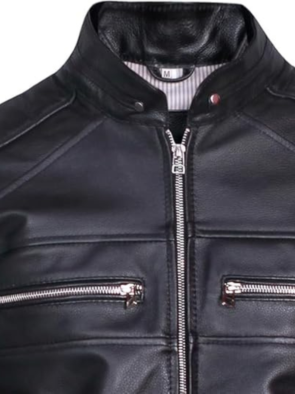 6 Vintage Black Cafe Racer Biker Jacket