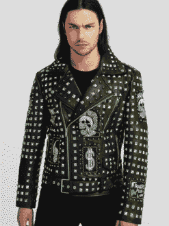 Men's Studded Spiked Skull Rockstar Punk Jacket