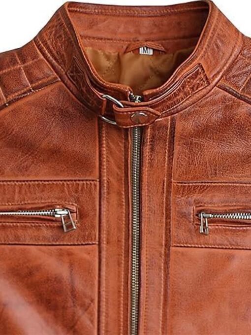 Quilted Brown Leather Jacket