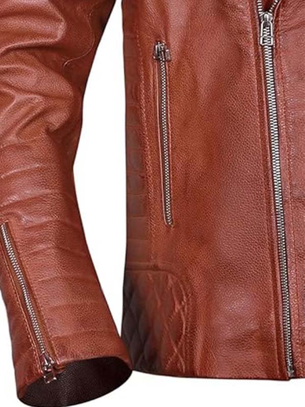 Untitled-4 Unisex Brown Cafe Racer Biker Jacket