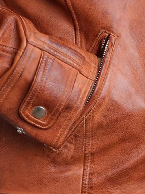 Brown Leather Biker Jacket