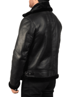 All Black Bomber Shearling Jacket