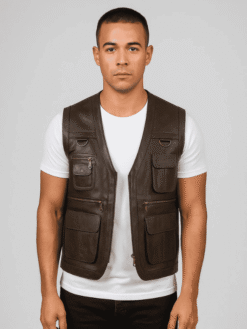 Outwear Legacy Men's Safari Brown Leather Vest