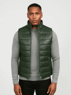 Outwear Legacy Men's Green Leather Puffer Vest