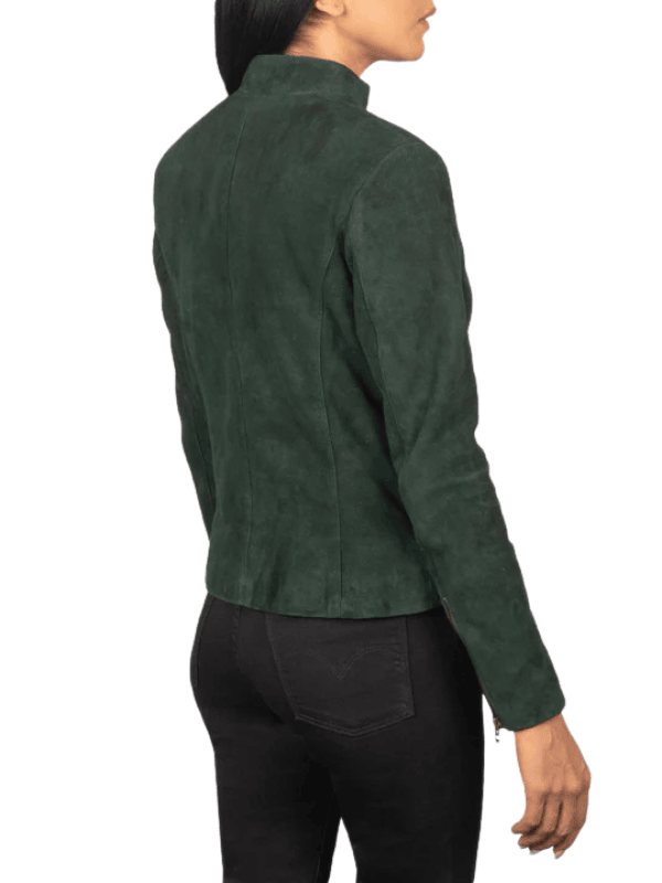 Untitled design Outwear Legacy Women's Green Suede Biker Jacket