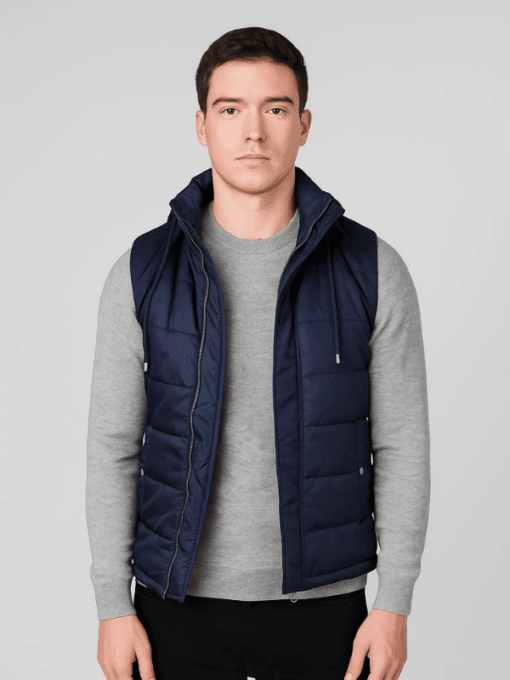 Men's Fuston Blue Hooded Puffer Vest
