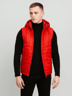 Men's Fuston Red Hooded Puffer Vest