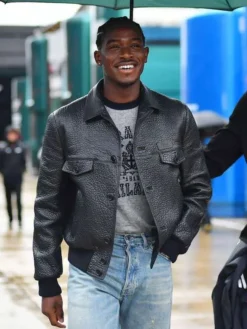 Damson Idris F1 British Grand Prix Black Leather Jacket