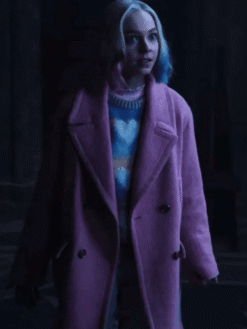 Emma Myers Wednesday Pink Wool Coat