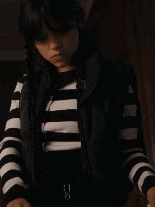 Jenna Ortega Wednesday Black Puffer Vest