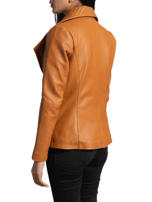Brown Real Leather Blazer For Women's