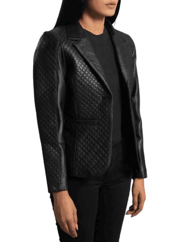 Untitled design (1) Cora Quilted Black Leather Blazer