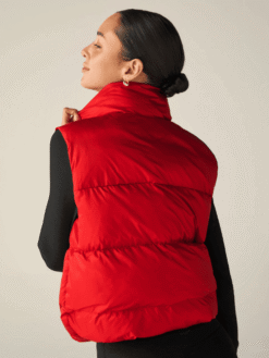 Women’s Red Windbreaker Puffer Biker Vest