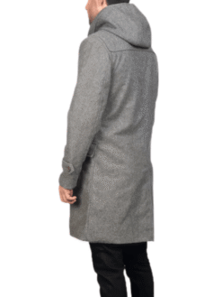 Men's Grey Wool Hooded Coat