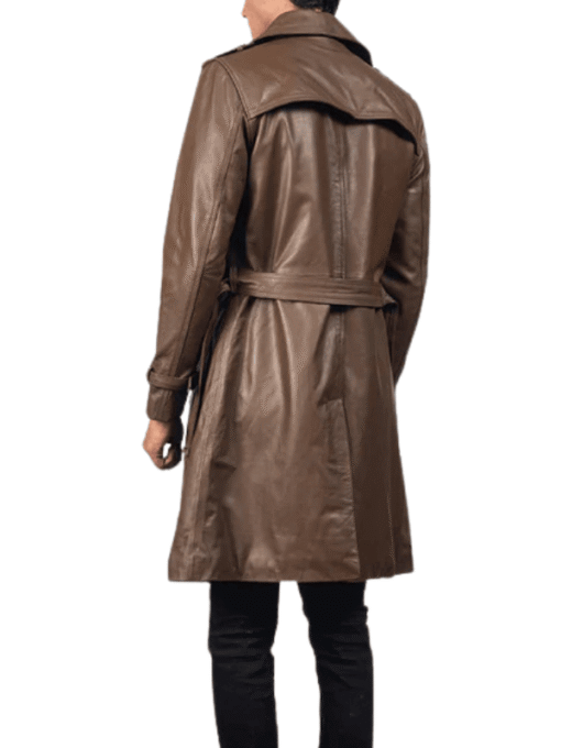 Men's Brown Leather Duster Coat