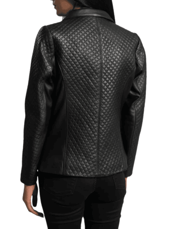 Untitled design Women's Quilted Black Leather Blazer