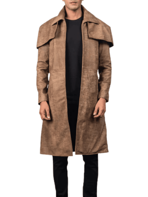 Classic Brown Leather Duster Coat