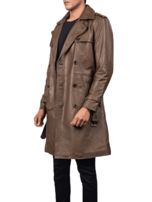 Royson Brown Leather Duster Coat