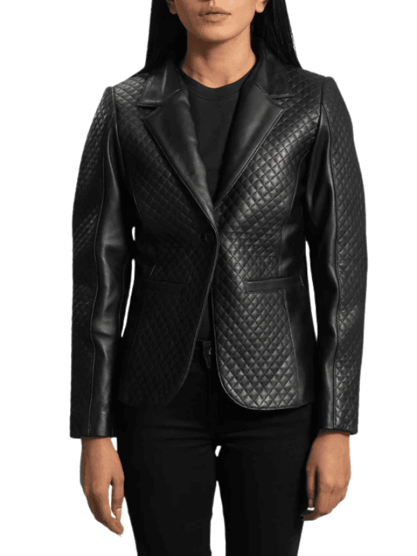 Untitled design (2) Women's Cora Quilted Black Blazer