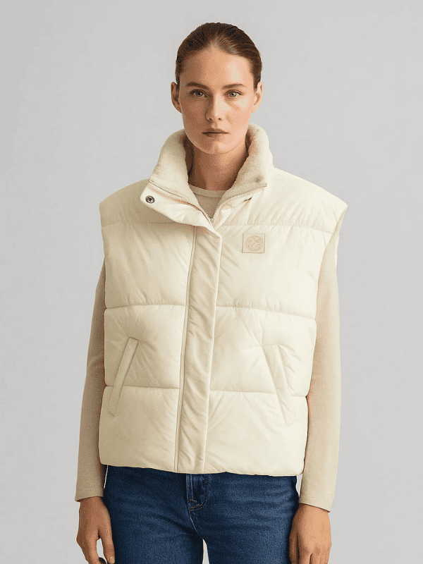 Untitled design (2) Women’s White Fleece Windbreaker Puffer Biker Vest