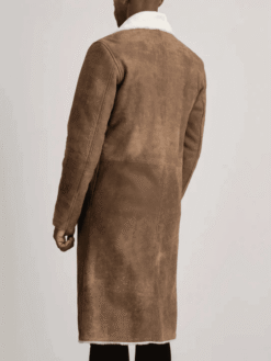 Distressed Brown Leather Shearling Coat