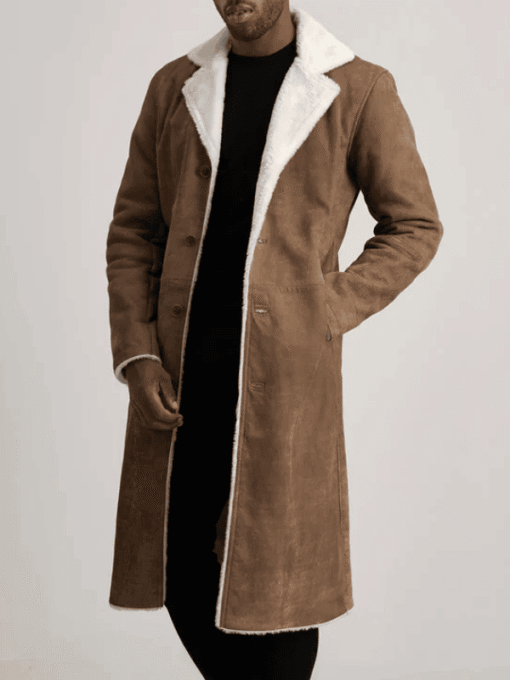 Men's Brown Leather Shearling Coat