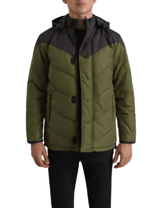 Men's Green Hooded Puffer Jacket