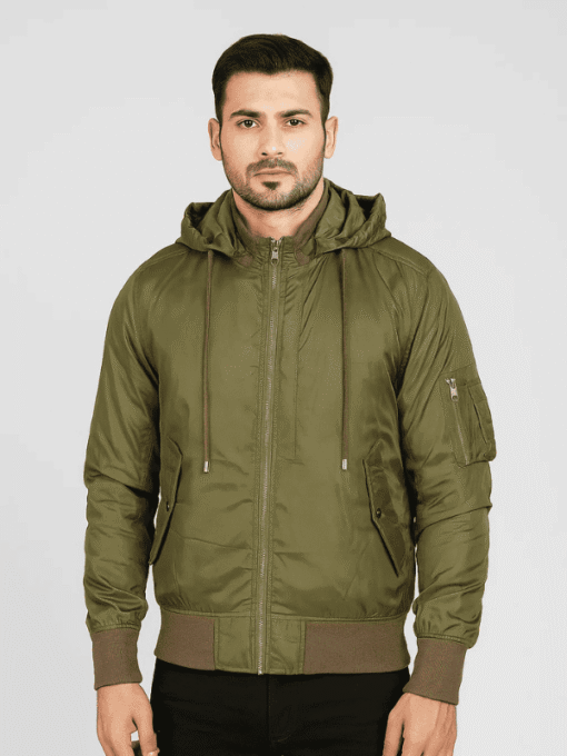 Men's Green Hooded Soft Shell Jacket