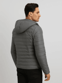 Men's Grey Hooded Puffer Jacket