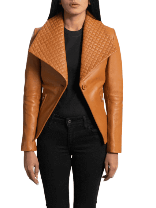 Lee Tan Brown Real Leather Blazer