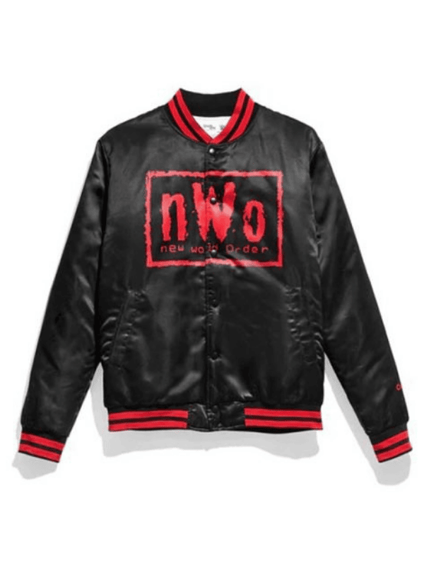 WWE 38 Ronda Rousey Leather Jacket (1) Black Bomber NWO Red Logo Varsity Jacket