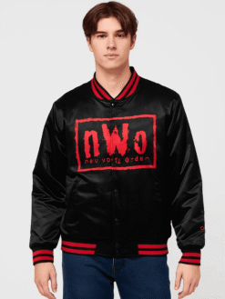 Men’s Black Bomber NWO Red Logo Varsity Jacket