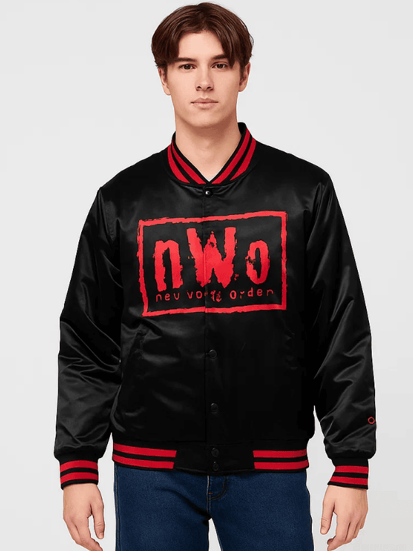 WWE 38 Ronda Rousey Leather Jacket (4) Men’s Black Bomber NWO Red Logo Varsity Jacket