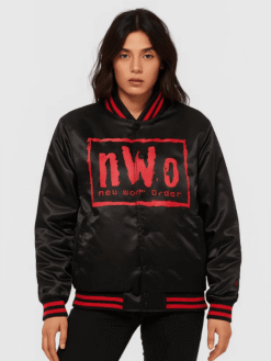 Women’s Black Bomber NWO Red Logo Varsity Jacket