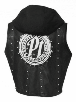 WWE 2K22 AJ Styles Black Leather Hooded Vest