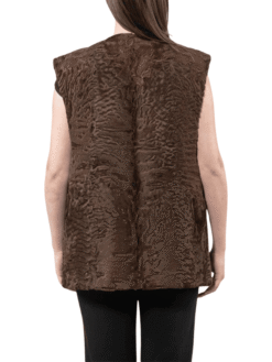Brown Sleeveless Persian Fur Vest