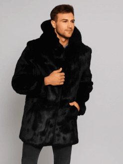 Men’s Black Rabbit Fur Jacket