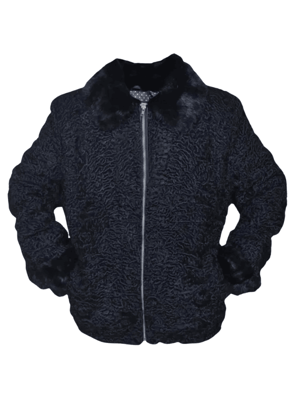 Outwear legacy Black Persian Lamb Fur with Mink Collar Jacket