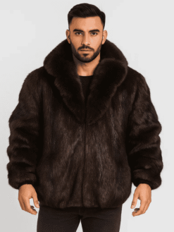 Men's Brown Nutria Fur Bomber Jacket