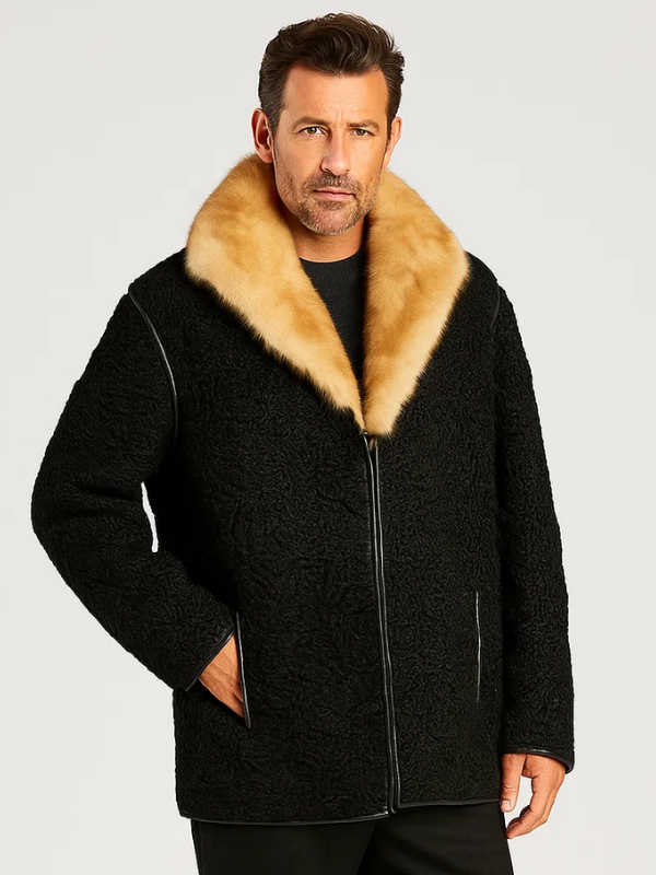 Men’s Black Persian Lamb Fur Coat Men’s Black Persian Lamb Fur Coat