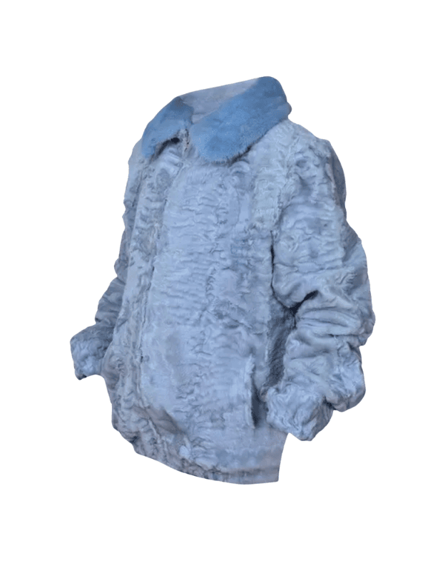 Blue Persian Lamb Fur Bomber Jacket Blue Lamb Fur Bomber Jacket