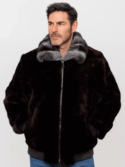 Men’s Brown Mouton Fur Bomber Jacket