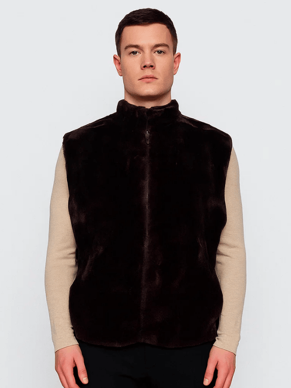 Men’s Brown Mouton Fur Vest Men’s Brown Mouton Fur Vest