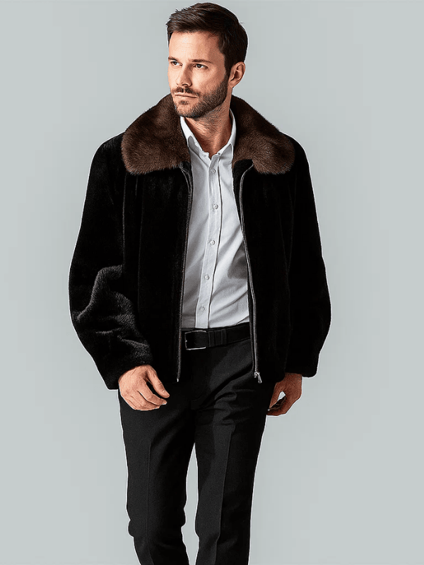 Outwear legacy Men’s Black Luxury Real Mink Fur Coat