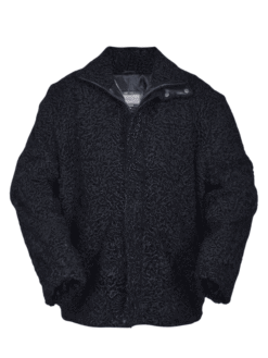 Black Genuine Astrakhan Fur Short Coat