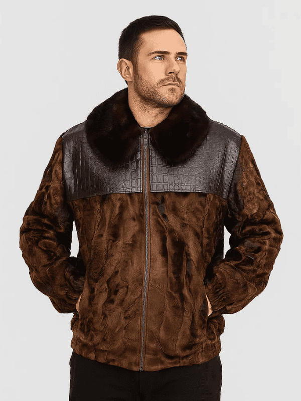 Outwear Legacy Men’s Light Brown Persian Lamb Fur Bomber Jacket