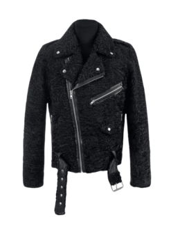 Black Persian Lamb Fur Biker Jacket