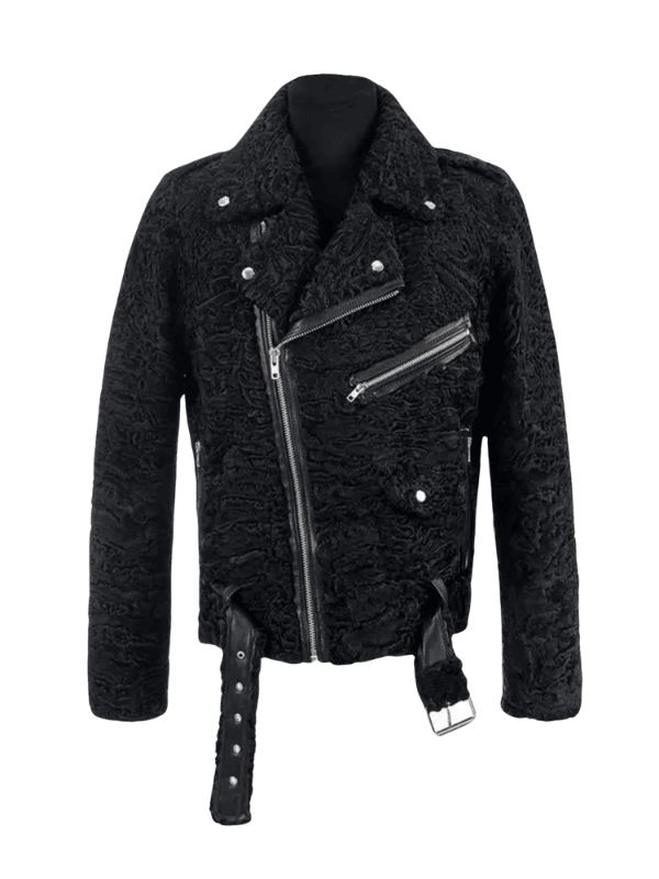 Outwear Legacy Black Persian Lamb Fur Biker Jacket