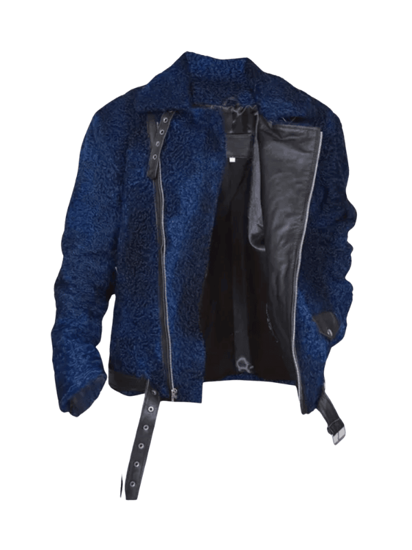 Outwear Legacy Navy Blue Persian Fur Biker Jacket